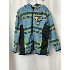 Marvel Superheroes Hooded Zip-Up Jacket‎ Size 7  Hulk Iron Man Avengers (B40)